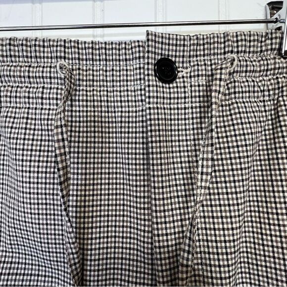 H&M M plaid Patterned work Pants elastic waist - Picture 6 of 13